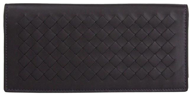 Bottega Veneta Dark Plum Leather Intercciaco Long Bifold 390878 6017 Wallet