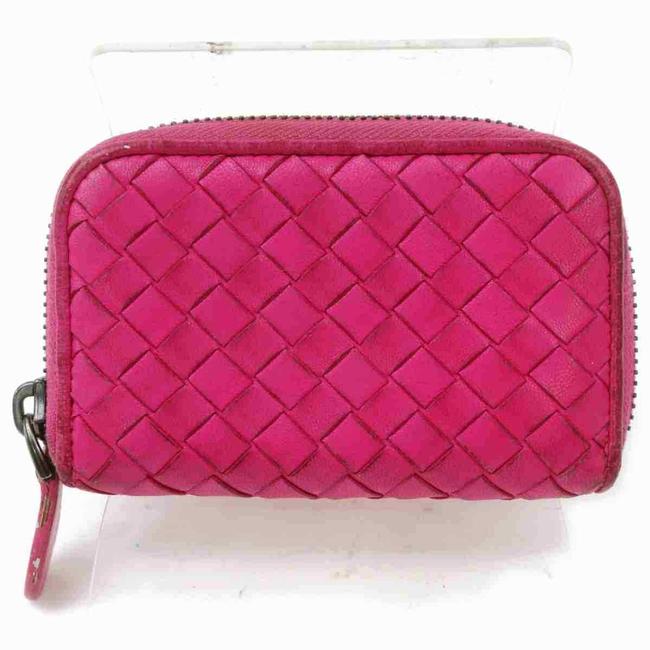 Bottega Veneta Fuchsia Woven Leather Intrecciato Wallet