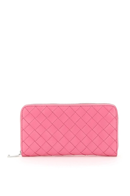Bottega Veneta FuchsiaPink Woven Zip around 15 Cr Wallet