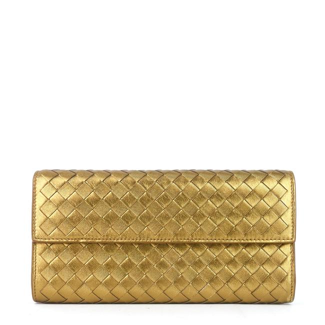 Bottega Veneta Gold Continental Intrecciato Nappa Leather Wallet