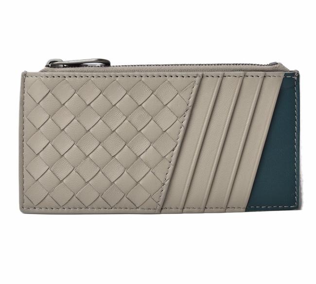 Bottega Veneta GrayGreen Card Case Coin Intrecciato Leather 515284 Wallet