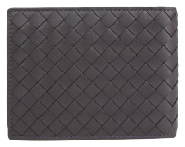 Bottega Veneta Gray Leather Intercciaco Woven Bifold Wallet