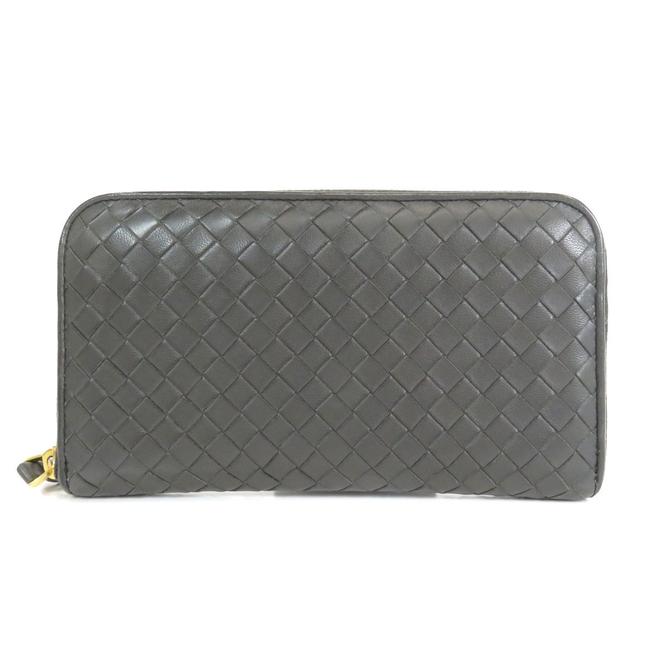 Bottega Veneta Gray Long Intrecciato Leather Unisex Wallet