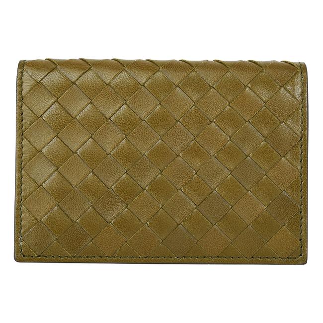Bottega Veneta Green Card Holder Intrecciato Leather Olive Wallet
