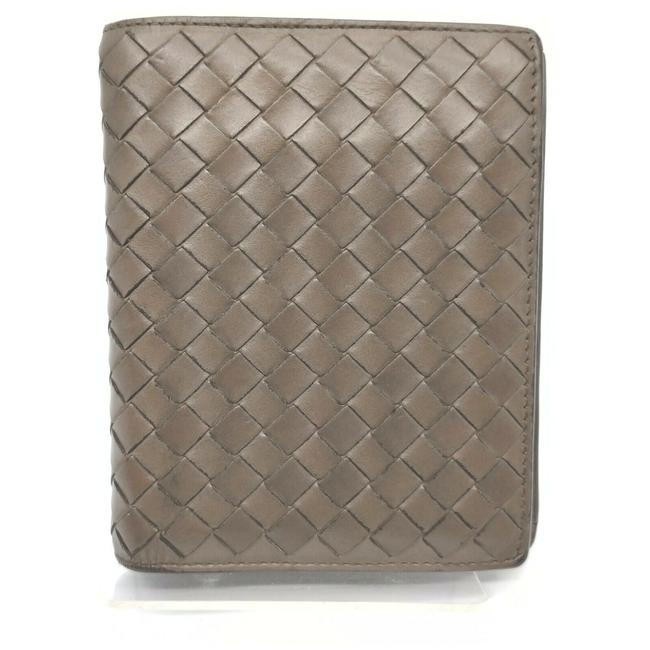 Bottega Veneta Grey brown Intrecciato Woven Leather Bifold 861755 Wallet