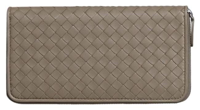 Bottega Veneta Grey Zip Around Limestone Wallet