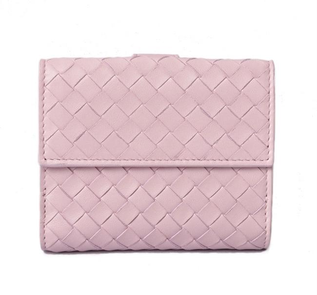 Bottega Veneta Light Pink Mini Fold Intrecciato 382576 Wallet