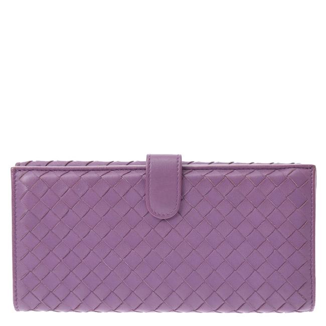 Bottega Veneta Long Purple Intrecciato Leather Wallet