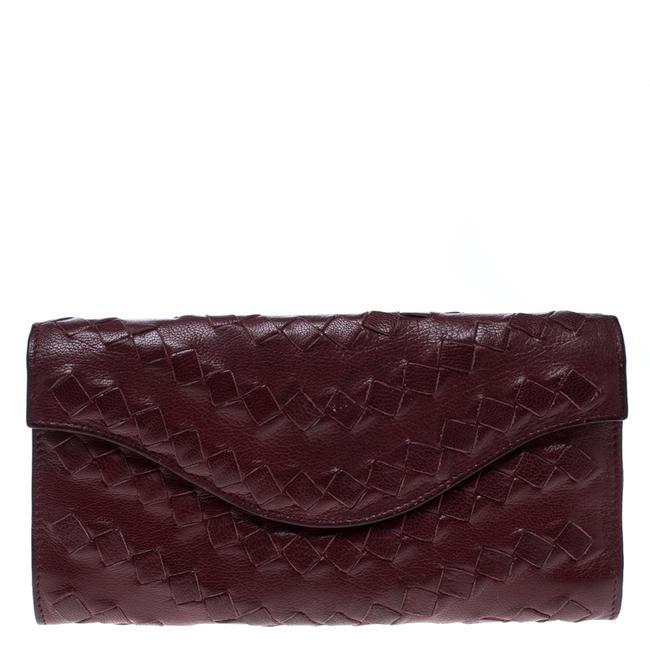 Bottega Veneta Maroon Intrecciato Leather Continental Wallet