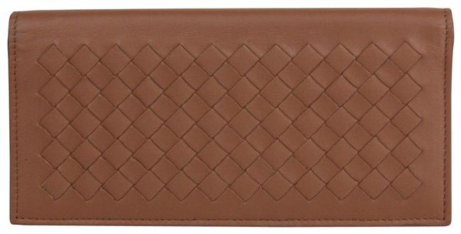 Bottega Veneta Medium Brown Leather Woven Long Bifold 390878 2531 Wallet