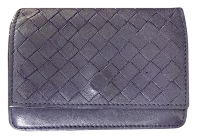 Bottega Veneta Navy Blue Card Coin Case Wallet