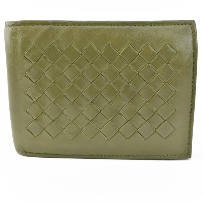 Bottega Veneta Olive Intrecciato Leather Medium Folding Mp Wallet