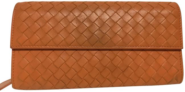 Bottega Veneta Orange Intrecciato Continental Wallet