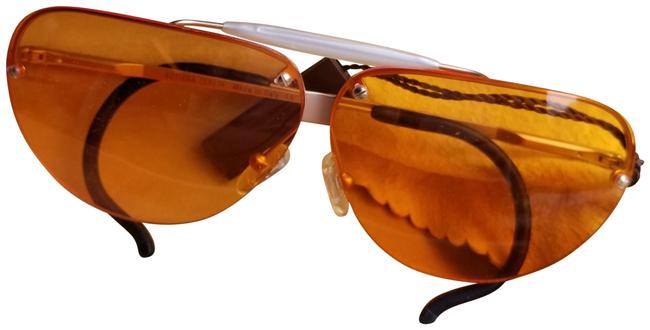 Bottega Veneta Orange W Nos Aviator Paperwork Leopard Case Shammy Sunglasses