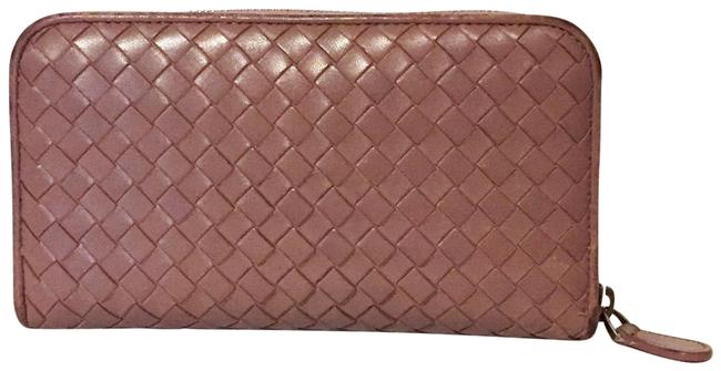 Bottega Veneta Pink Bv Intrecciato Leather Zip Around Continental Wallet