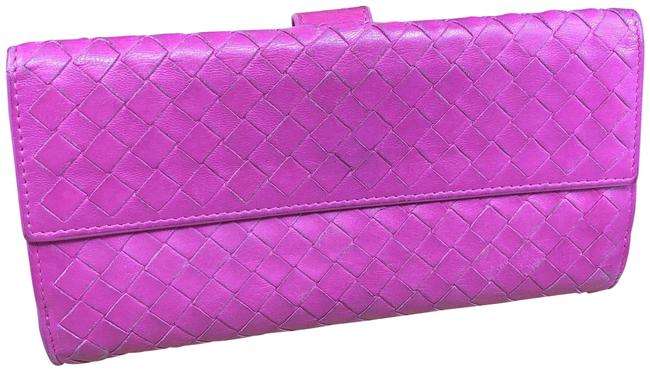 Bottega Veneta Pink Bv004 Woven Leather Wallet