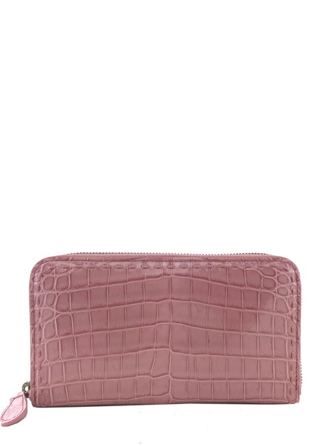 Bottega Veneta Pink Crocodile Continental Wallet