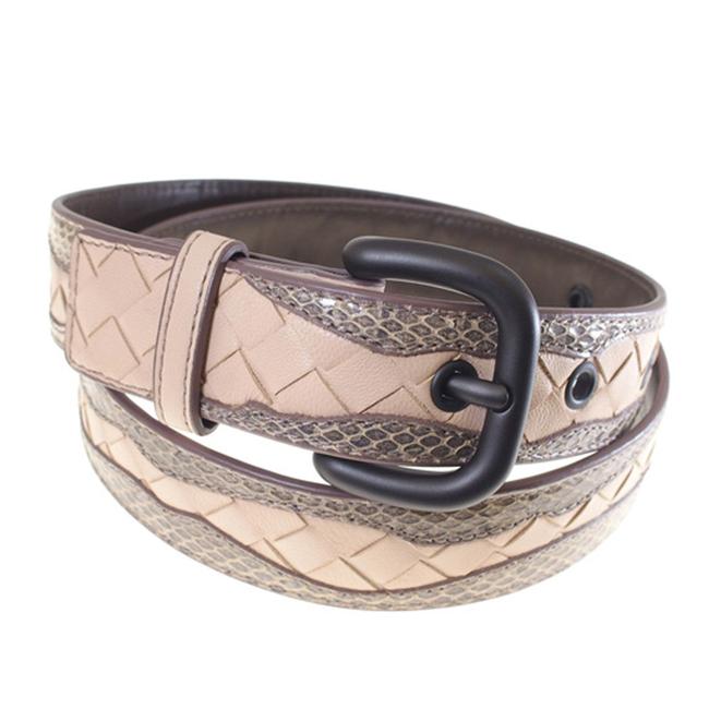 Bottega Veneta Pink Intrecciato Leather Belt