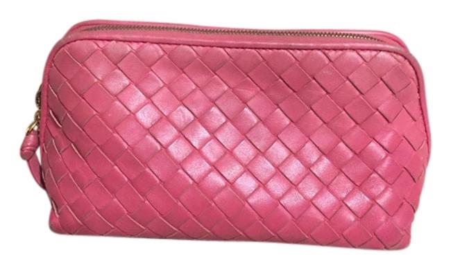Bottega Veneta Pink Medium Woven Lambskin Cosmetic Bag