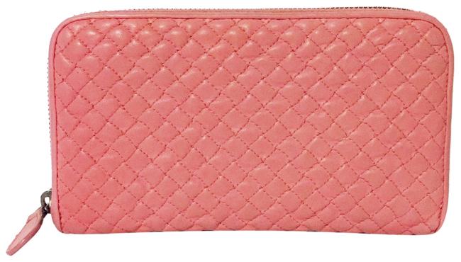 Bottega Veneta Pink Quilted Leather Long Continental Zip Wallet