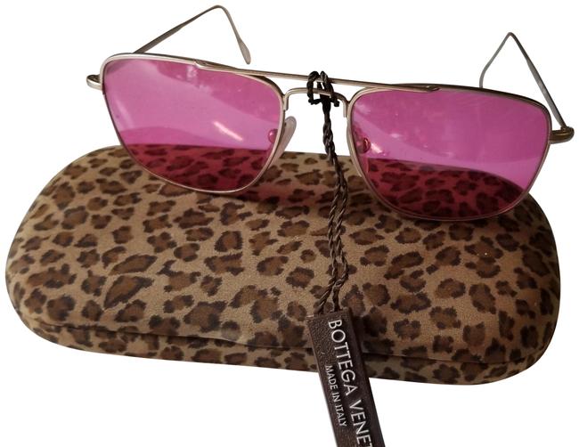 Bottega Veneta Pink W Vtg Nos Leopard Case Plastic Logo T Sunglasses