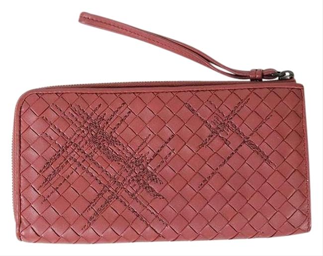 Bottega Veneta Pink Zip Around Intrecciato Nappa Leather Wallet