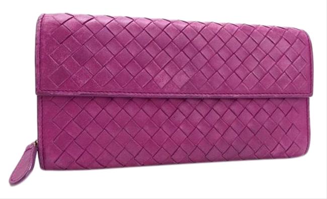 Bottega Veneta Purple Intrecciato Folded Leather Ladies Purse Wallet
