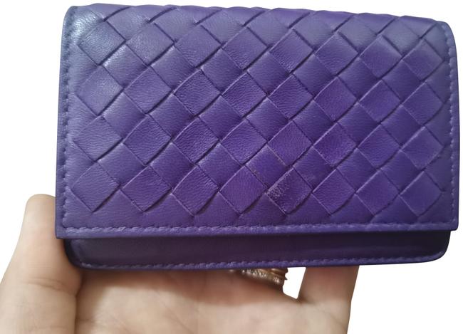 Bottega Veneta Purple Intrecciato Nappa Card Case Wallet