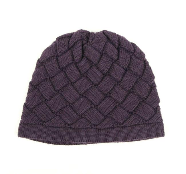 Bottega Veneta Purple Wool Knitted Beanie Woven Pattern S 300547 5000 Hat