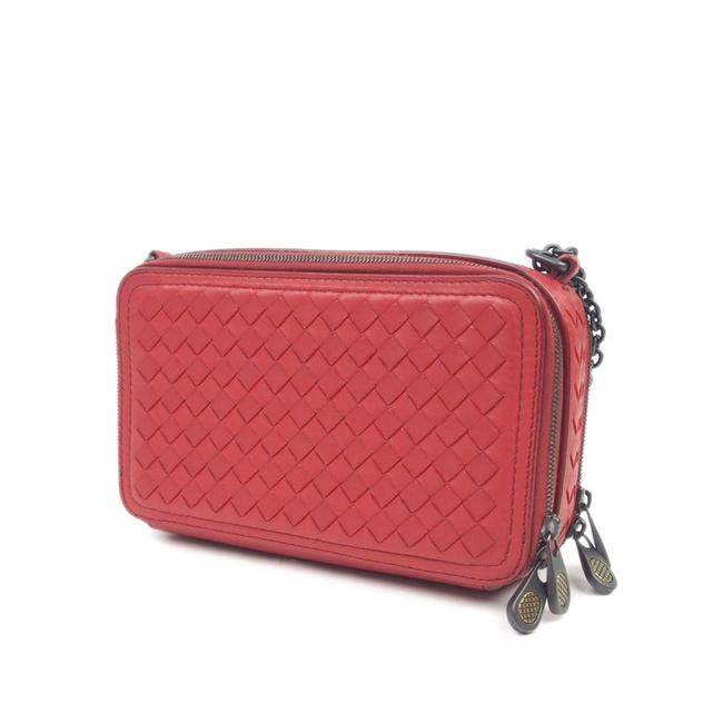 Bottega Veneta Red Chain Intrecciato Leather Wallet