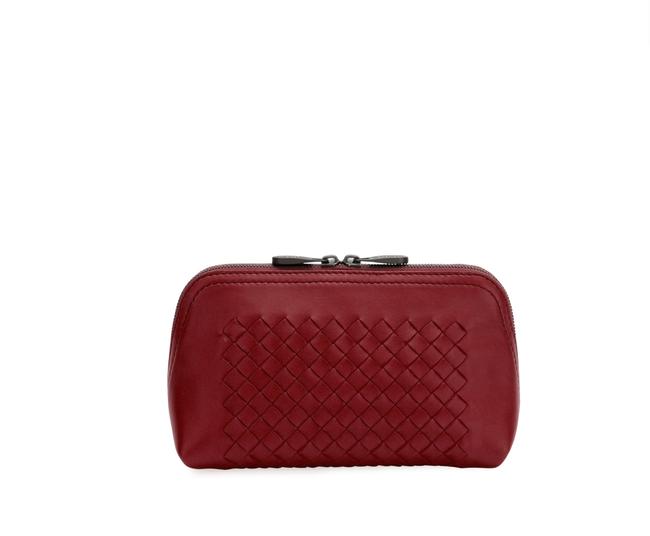 Bottega Veneta Red Intrecciato Zip pouch Cosmetic Bag