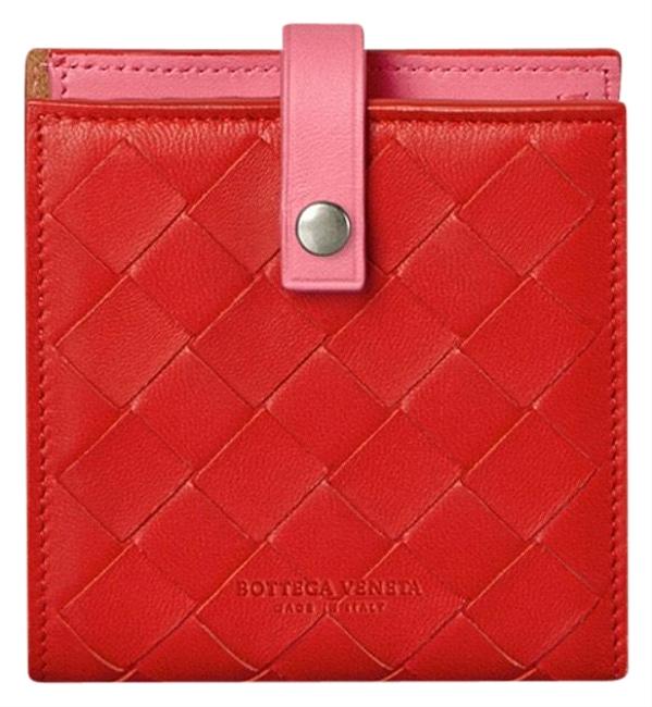 Bottega Veneta Red Pink Mini French In Nappa and Calf Wallet