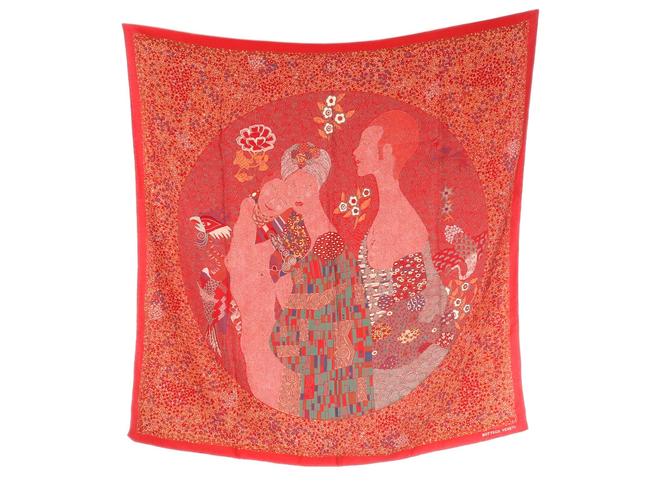Bottega Veneta Red Vintage Klimt ScarfWrap