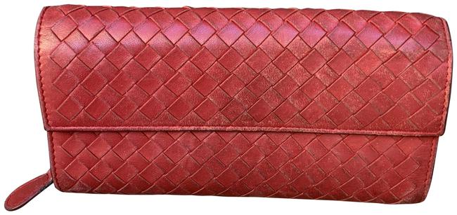 Bottega Veneta Red Woven Leather Wallet