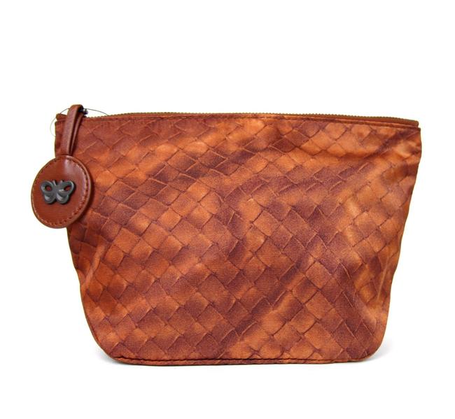 Bottega Veneta Rust Intrecciolusion Nylon Pouch 301183 6318 Cosmetic Bag