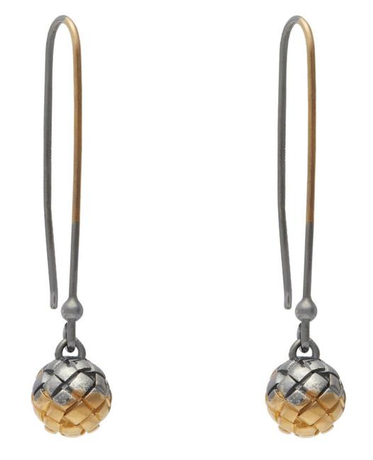 Bottega Veneta Silver Intrecciato Knot Sterling Gold Drop Earrings