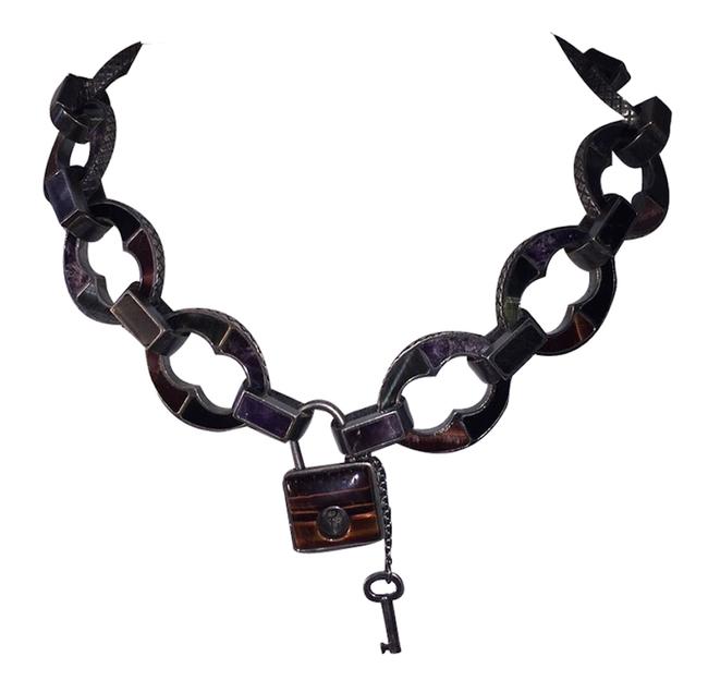 Bottega Veneta SilverPurpleRed Necklace