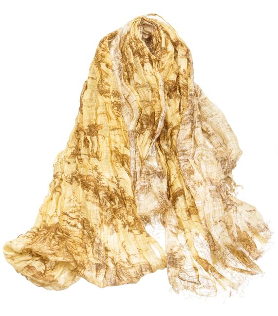 Bottega Veneta Tan 487950 Linen Graphic Woven ScarfWrap