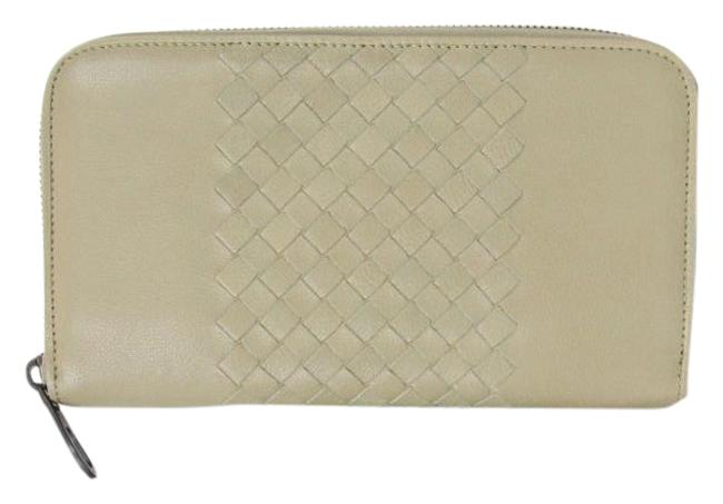 Bottega Veneta Tan New Leather Woven Zip Around 114076 2903 Wallet