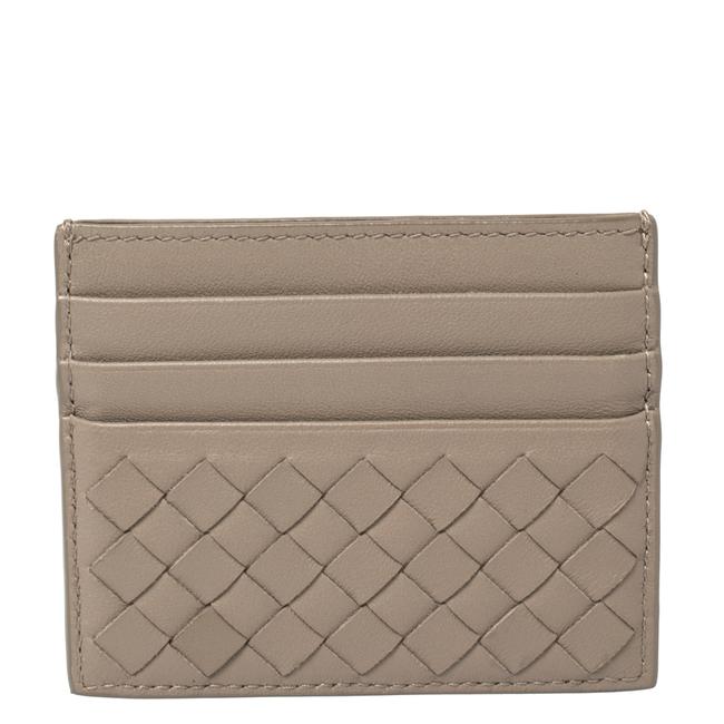 Bottega Veneta Taupe Intrecciato Leather Card Holder Wallet