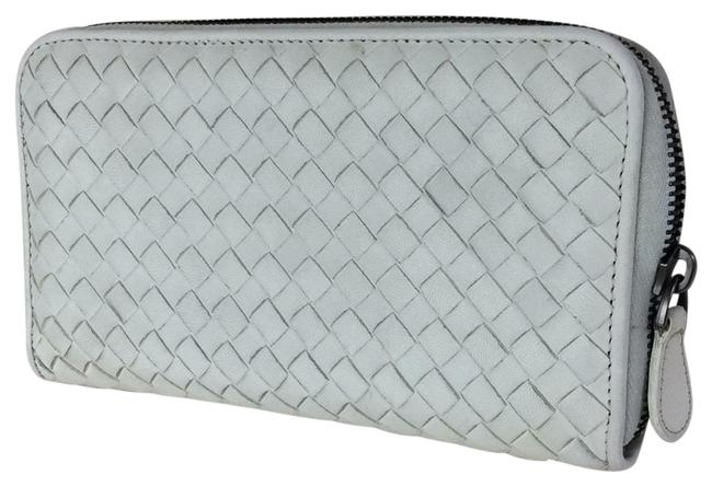 Bottega Veneta White Intercciato Zip Around Wallet
