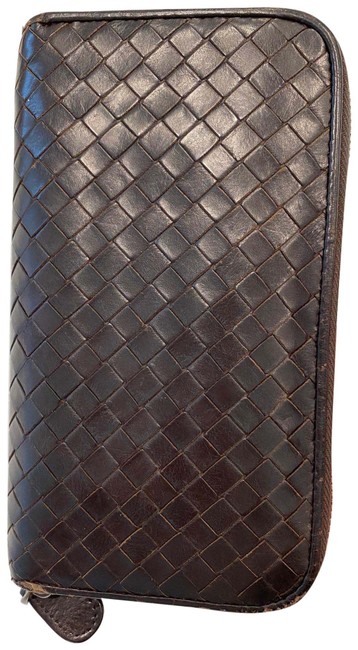 Bottega Veneta Woven Intrecciato Leather Zip Around Wallet