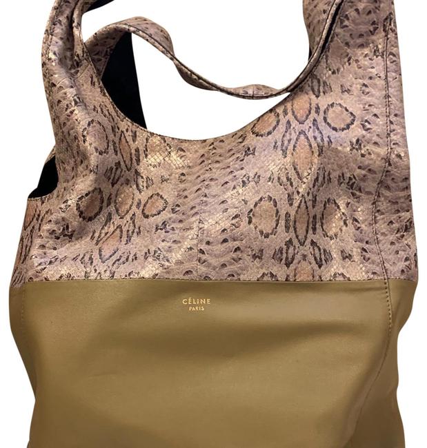 Celine Cabas 2011 Tan and Python Leather Hobo Bag