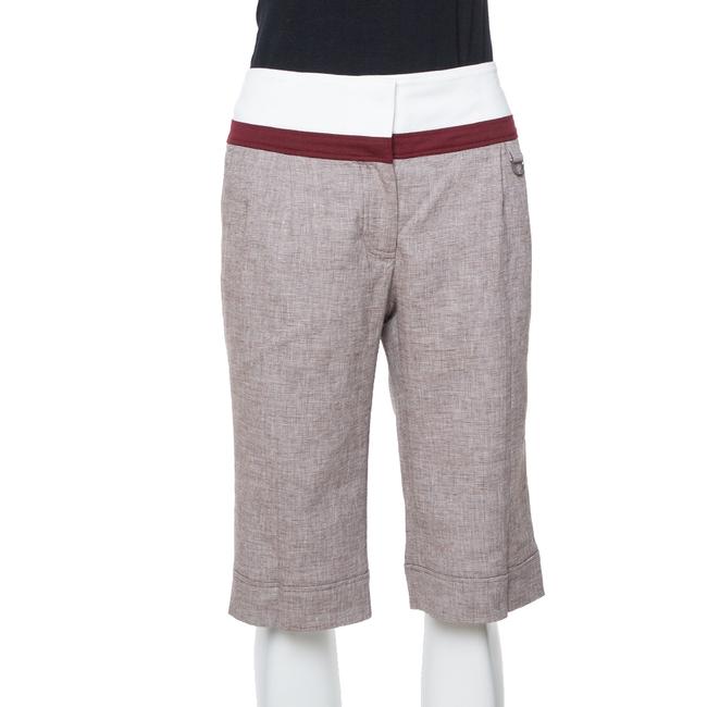 Celine Beige Linen Contrast Waist Band Shorts