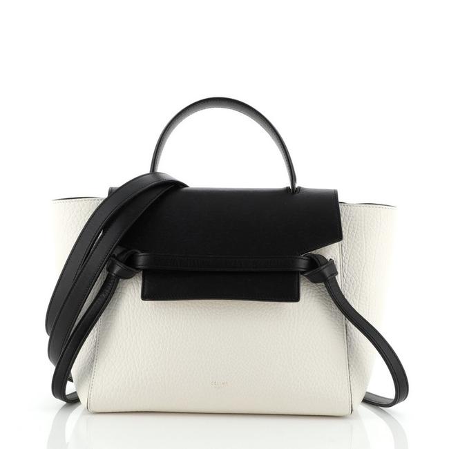 Celine Belt Bag Bicolor Grainy Micro White Leather Satchel