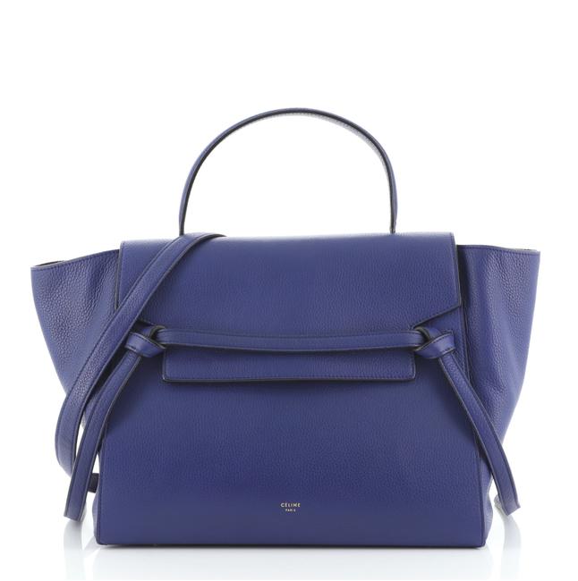 Celine Belt Bag Medium Blue Grainy Leather Satchel