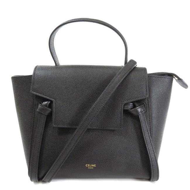 Celine Belt Bag Nano Gold Hardware Handbag Calf Ladies Black Leather Satchel