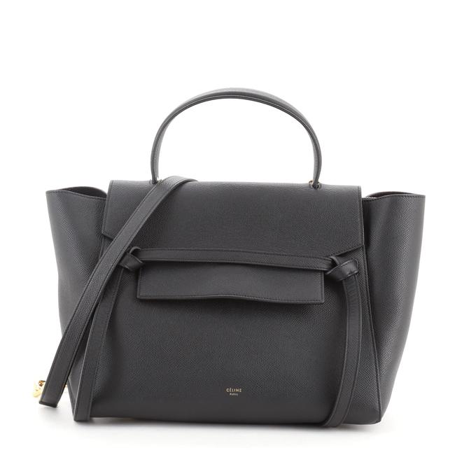 Celine Belt Bag Textured Medium Black Leather Satchel