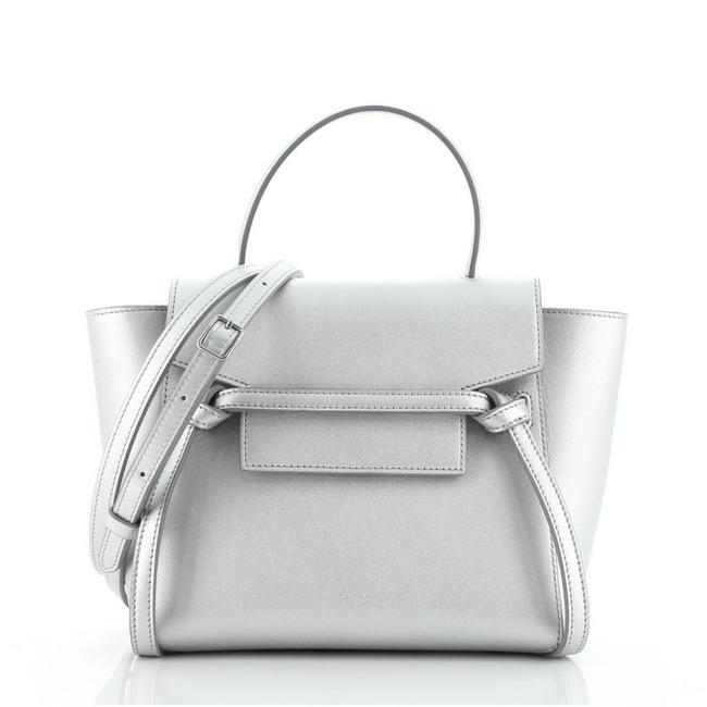 Celine Belt Bag Textured Nano Silver Leather Clutch