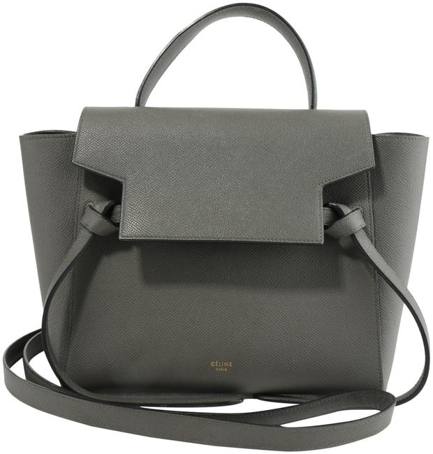 Celine Luggage Phantom Belt Micro Gray Calfskin Leather Satchel